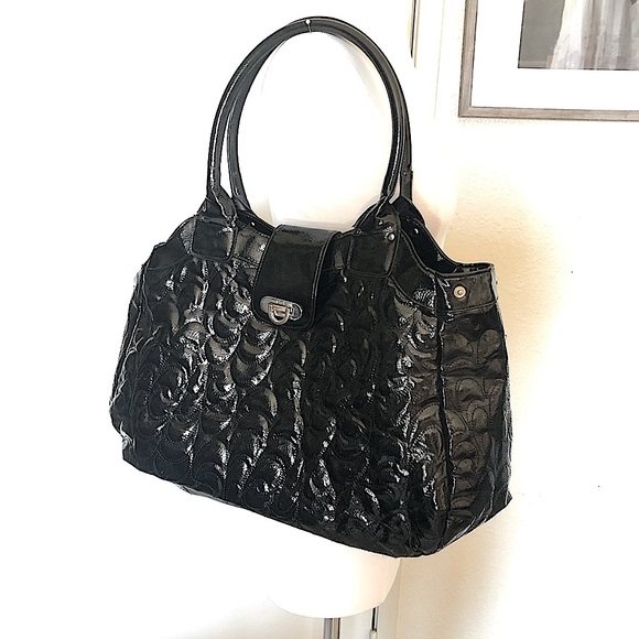 FCUK black quilted patent leather shoulder bag vintage y2k shoulder bag - Picture 1 of 13